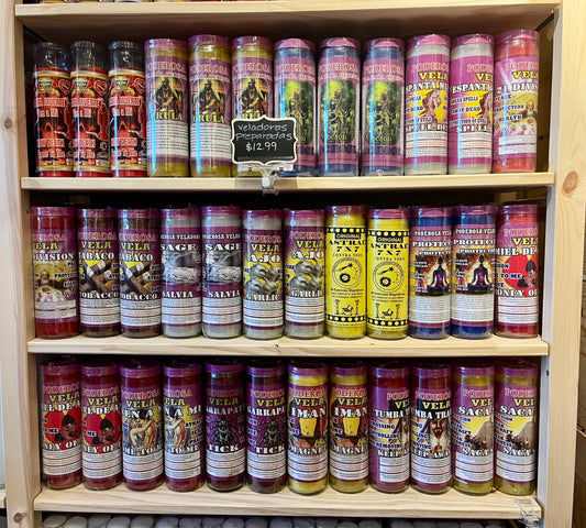 Velas aromaticas con oración grande/ Large Scented candles with prayers