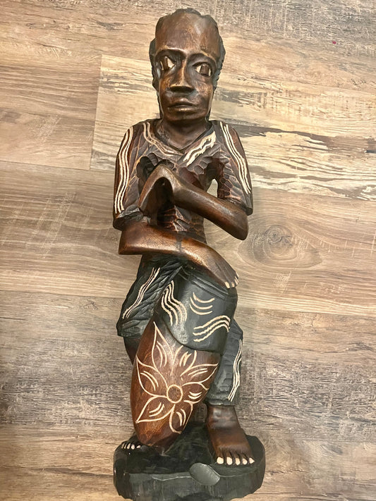 African wood statue large/ Estatua de madera africana grande