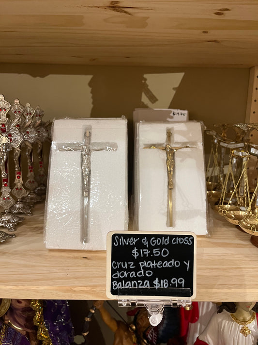 Silver and Gold cross/ Cruz plateado y dorado