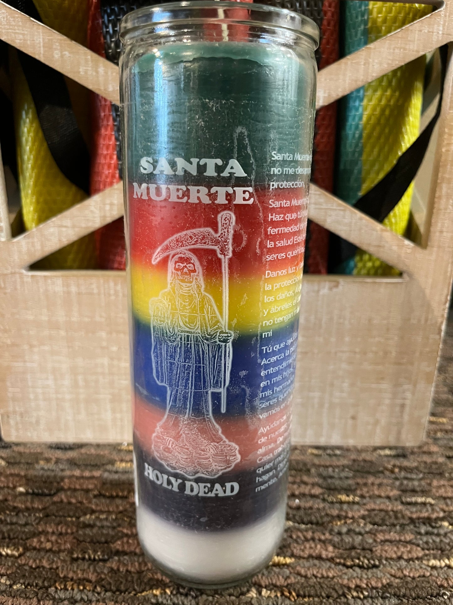 Santa Muerte Candle-7 colors/ 7 colores- Veladora de la Santa Muerte