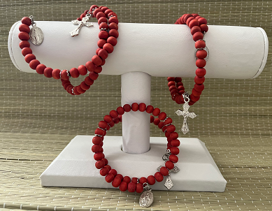 Rose Wrap Rosary Bracelet (scented)/Pulsera de rosario con envoltura de rosas (perfumado)