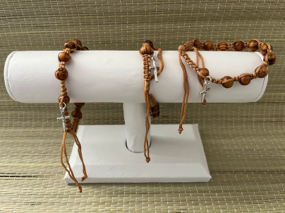 Wood Finish Rosary Bracelet/Pulsera Rosario Acabado Madera