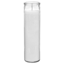 White Glass Candle/Vela Blanca 8"